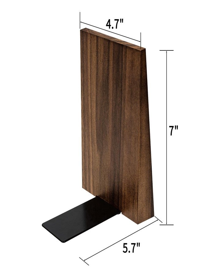 Luxdecor Walnut Book Ends Hold Heavy Books-7x6x5in Wood Bookends for Office Desk Non Skid, Decorative Walnut Bookend 2pack, Triangle Style - Image 4